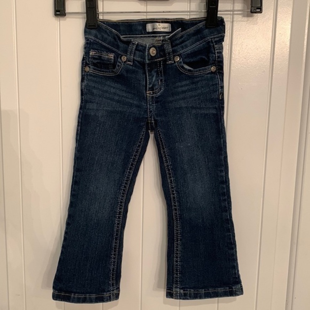 💐5/25 girls toddler jumping beans dark wash adjustable bootcut flare jeans - Picture 1 of 9